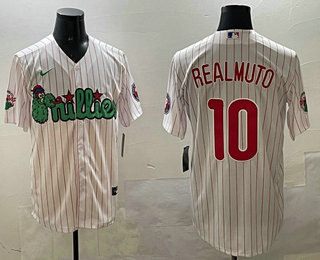 Men's Philadelphia Phillies #10 JT Realmuto White Fashion Cool Base Jersey