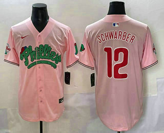 Men's Philadelphia Phillies #12 Kyle Schwarber Pink Fashion Limited Jersey