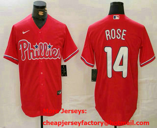 Men's Philadelphia Phillies #14 Pete Rose Red Cool Base Stitched Jersey