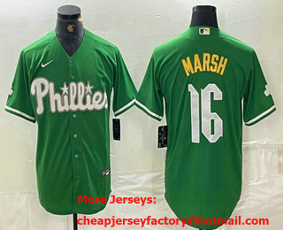 Men's Philadelphia Phillies #16 Brandon Marsh Green 2024 City Connect Stitched Jersey