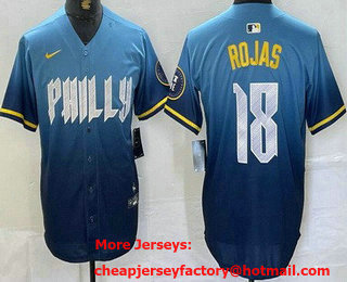 Men's Philadelphia Phillies #18 Johan Rojas Blue 2024 City Cool Base Jersey