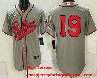 Men's Philadelphia Phillies #19 Greg Luzinski Grey 2026 Field of Dreams Stadium Stitched Jersey