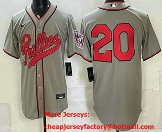 Men's Philadelphia Phillies #20 Mike Schmidt Grey 2026 Field of Dreams Stadium Stitched Jersey