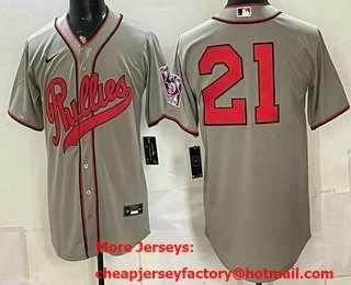 Men's Philadelphia Phillies #21 Garrett Stubbs Grey 2026 Field of Dreams Stadium Stitched Jersey