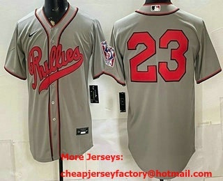 Men's Philadelphia Phillies #23 Jeff Hoffman Grey 2026 Field of Dreams Stadium Stitched Jersey
