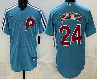 Men's Philadelphia Phillies #24 Andrew Painter Light Blue Cool Base Jersey