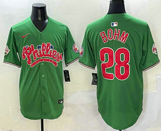 Men's Philadelphia Phillies #28 Alec Bohm Green Fashion Cool Base Jersey 01