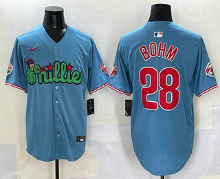 Men's Philadelphia Phillies #28 Alec Bohm Light Blue Fashion Limited Jersey