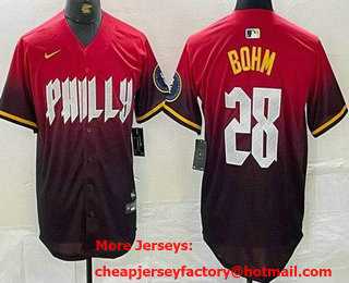 Men's Philadelphia Phillies #28 Alec Bohm Red 2024 City Cool Base Jersey