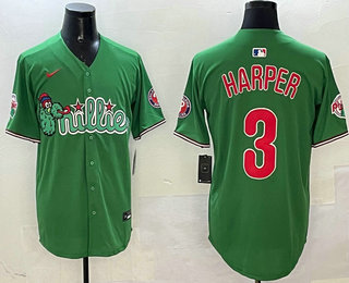 Men's Philadelphia Phillies #3 Bryce Harper Green Fashion Cool Base Jersey