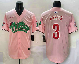 Men's Philadelphia Phillies #3 Bryce Harper Pink Fashion Limited Jersey
