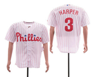 Men's Philadelphia Phillies #3 Bryce Harper White Home Stitched MLB Cool Base Jersey