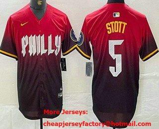 Men's Philadelphia Phillies #5 Bryson Stott Red 2024 City Cool Base Jersey
