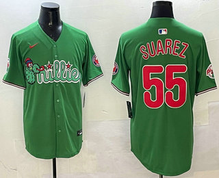 Men's Philadelphia Phillies #55 Ranger Suarez Green Fashion Cool Base Jersey