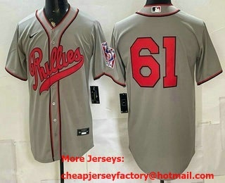 Men's Philadelphia Phillies #61 Cristopher Sanchez Grey 2026 Field of Dreams Stadium Stitched Jersey