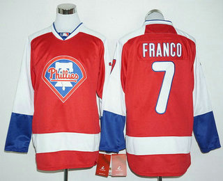 Men's Philadelphia Phillies #7 Maikel Franco Red Long Sleeve Baseball Jersey