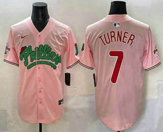 Men's Philadelphia Phillies #7 Trea Turner Pink Fashion Limited Jersey