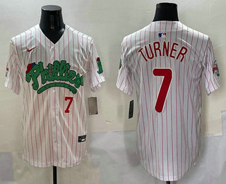 Men's Philadelphia Phillies #7 Trea Turner White Fashion Cool Base Jersey 11