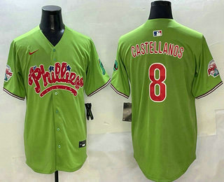 Men's Philadelphia Phillies #8 Nick Castellanos Green Fashion Cool Base Jersey 02
