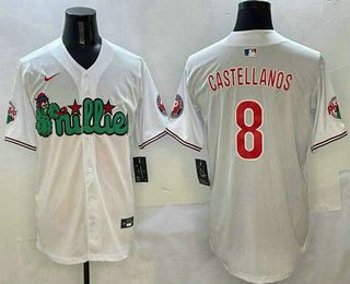 Men's Philadelphia Phillies #8 Nick Castellanos White Fashion Cool Base Jersey