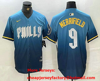 Men's Philadelphia Phillies #9 Whit Merrifield Blue 2024 City Connect Limited Stitched Jersey