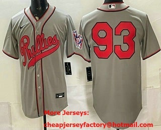 Men's Philadelphia Phillies #93 Jason Elwell Grey 2026 Field of Dreams Stadium Stitched Jersey