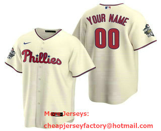 Men's Philadelphia Phillies Active Player Custom Cream2022 World Series Cool Base Stitched Baseball Jersey