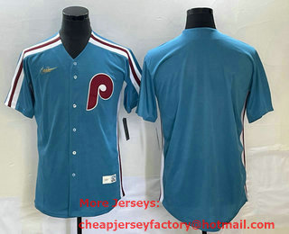 Men's Philadelphia Phillies Blank Blue Cooperstown Throwback Cool Base Nike Jersey