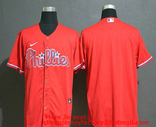 Men's Philadelphia Phillies Blank Red Stitched MLB Cool Base Nike Jersey