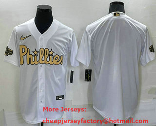 Men's Philadelphia Phillies Blank White 2022 All Star Stitched Cool Base Nike Jersey
