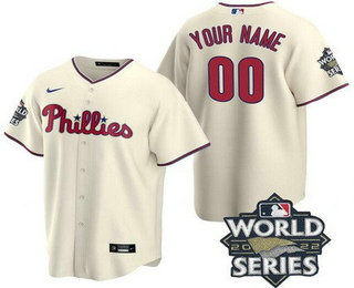 Men's Philadelphia Phillies Customized Cream 2022 World Series Cool Base Jersey