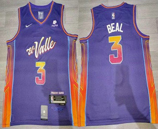 Men's Phoenix Suns #3 Bradley Beal Purple 2023 City Icon Sponsor Swingman Jersey