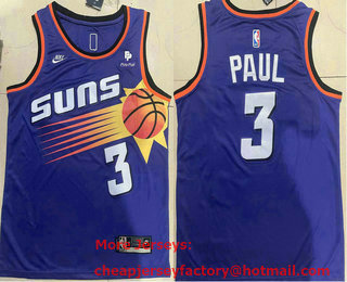 Men's Phoenix Suns #3 Chris Paul Purple 2023 Nike Swingman Stitched Jersey With Sponsor