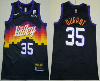 Men's Phoenix Suns #35 Kevin Durant Black Diamond 2022 City Edition Swingman Stitched Jersey With Sponsor