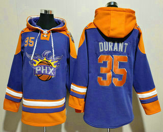 Men's Phoenix Suns #35 Kevin Durant Purple Ageless Must Have Lace Up Pullover Hoodie