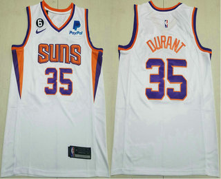 Men's Phoenix Suns #35 Kevin Durant White 6 Patch Sponsor Icon Swingman Jersey