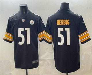 Men's Pisttburgn Steelers #51 Nick Herbig Limited Black Vapor Jersey