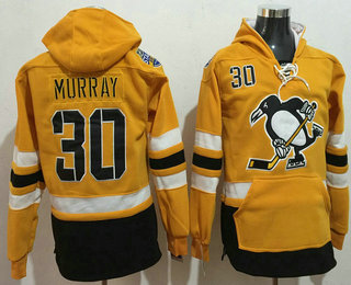 Men's Pittsburgh Penguins #30 Matt Murray Yellow 2017 Stadium Series Stitched NHL Old Time Hockey Hoodie