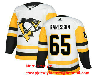 Men's Pittsburgh Penguins #65 Erik Karlsson White Stitched Jersey