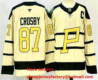 Men's Pittsburgh Penguins #87 Sidney Crosby Cream 2024 With C Patch Winter Classic Stitched Jersey