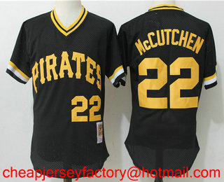 Men's Pittsburgh Pirates #22 Andrew McCutchen Black Pullover Cooperstown Collection Stitched MLB Jersey by Mitchell & Ness