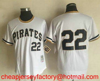 Men's Pittsburgh Pirates #22 Andrew McCutchen White Pullover Cooperstown Collection Stitched MLB Jersey by Mitchell & Ness