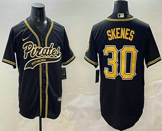 Men's Pittsburgh Pirates #30 Paul Skenes Black Cool Base Stitched Baseball Jersey