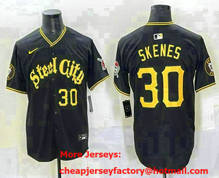 Men's Pittsburgh Pirates #30 Paul Skenes Number Black City Stitched Limited Jersey
