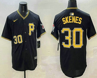 Men's Pittsburgh Pirates #30 Paul Skenes Number Black Stitched Limited Jersey