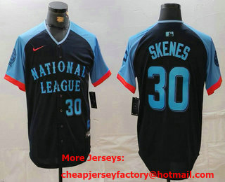 Men's Pittsburgh Pirates #30 Paul Skenes Number Navy 2024 All Star Limited Stitched Jersey