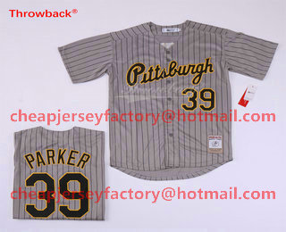 Men's Pittsburgh Pirates #39 Dave Parker Gray Pinstripe 1997 Throwback Turn Back The Clock MLB Collection Jersey