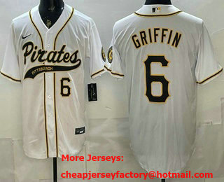 Men's Pittsburgh Pirates #6 Konnor Griffin White Cool Base Stitched Baseball Jersey