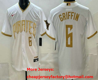 Men's Pittsburgh Pirates #6 Konnor Griffin White Gold 2026 City Connect Stadium Jersey