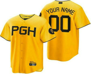 Men's Pittsburgh Pirates Customized Yellow City Connect Cool Base Jersey